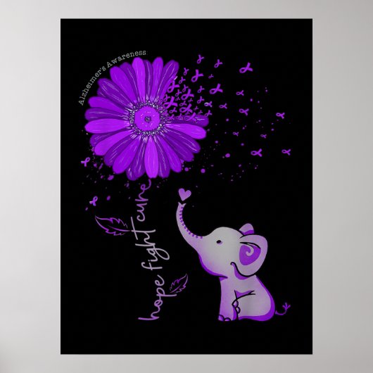 Hoffnung Kämpfen Niedlicher Elefant Alzheimer's Li Poster (Vorne)