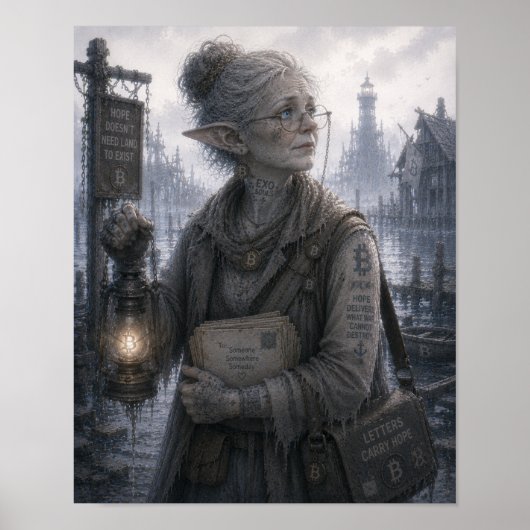 Hoffnung / Leuchtturmwärter / überfluteter Pier Poster (Vorne)