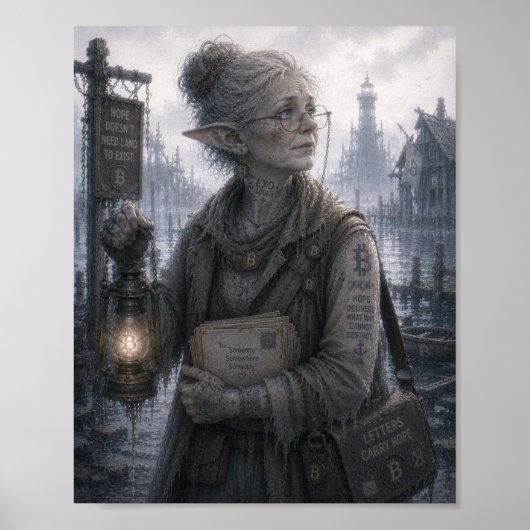 Hoffnung / Leuchtturmwärter / überfluteter Pier Poster (Vorne)