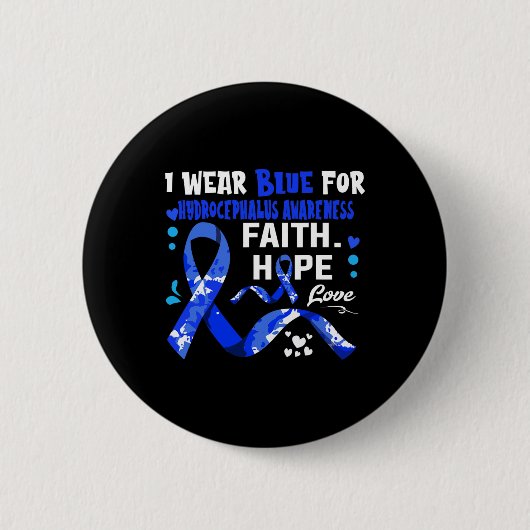 Hoffnung Liebe ich trage Blau für Hydrocephalus Aw Button (Vorderseite)