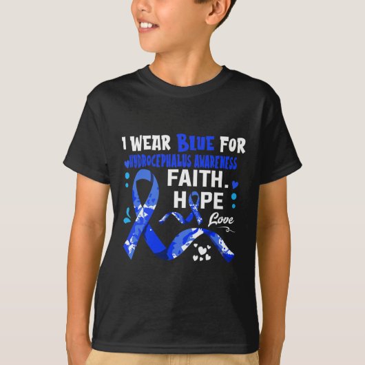 Hoffnung Liebe ich trage Blau für Hydrocephalus Aw T-Shirt (Vorderseite)