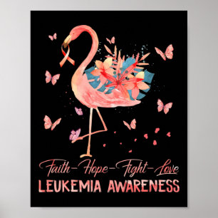 Hoffnung Liebe Rosa Flamingo Brust Leukämie Bewuss Poster