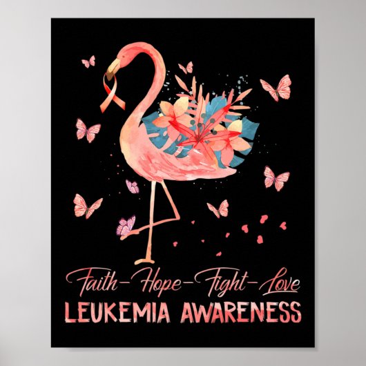 Hoffnung Liebe Rosa Flamingo Brust Leukämie Bewuss Poster (Vorne)