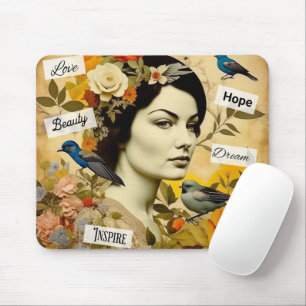 Hoffnung, Liebe, Schönheit, Traum Vintage-Dame Mousepad