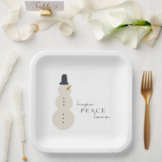 Hoffnung Liebe. Weihnachts-Snowman-Paper-Teller Pappteller (Hochzeit)