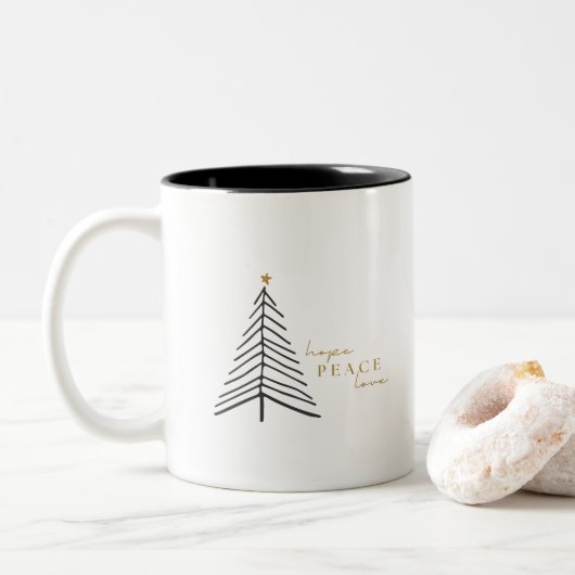 Hoffnung Liebe. Weihnachtsfeiertage-Tasse Zweifarbige Tasse (Mit Donut)