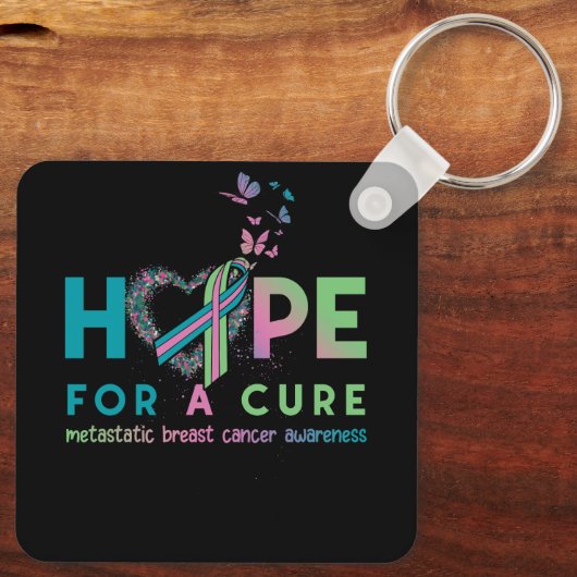 Hoffnung metastasierender Brustkrebs mit grünem Aq Schlüsselanhänger (Rückseite)