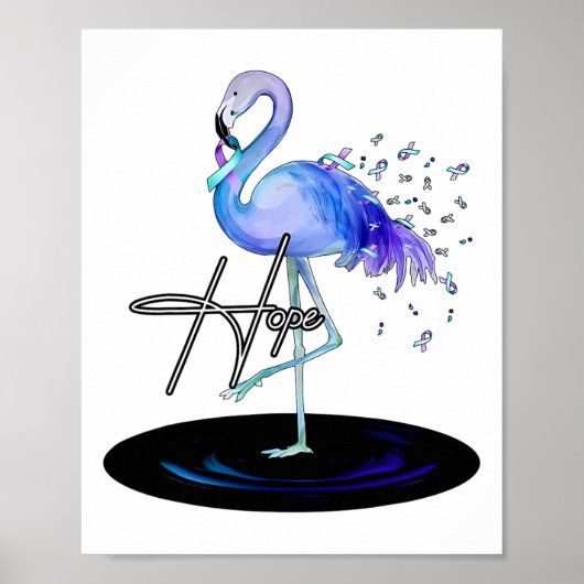 Hoffnung mit Flamingo Suizidprävention Bewusstsein Poster (Vorne)