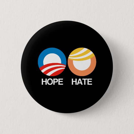 HOFFNUNG (Obama) gegen HASS (Trumpf) Button (Vorderseite)