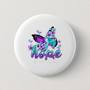 Hoffnung Schmetterling Lila & Türkis Band Selbstmo Button