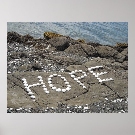 Hoffnung - Seashell Art am Strand Poster (Vorne)