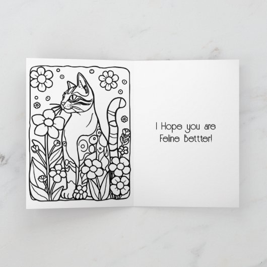 Hoffnung Sie sind Feline Better | Gute Besserung Karte (Innenseite)