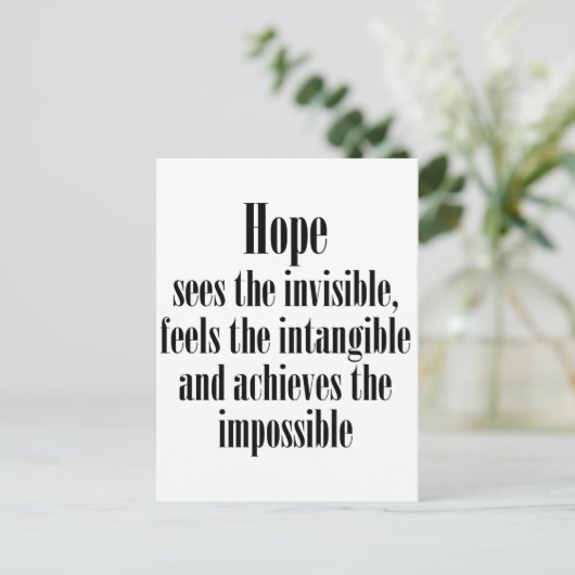 Hoffnung sieht das Unsichtbare Postkarte (Stehend Vorderseite)