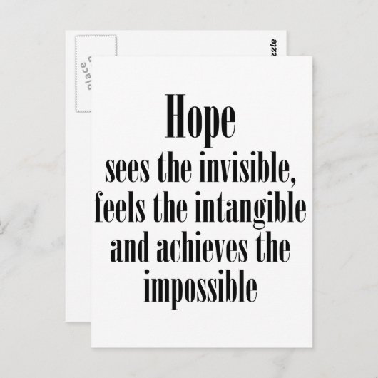 Hoffnung sieht das Unsichtbare Postkarte (Vorne/Hinten)