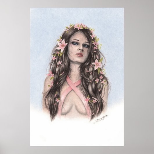 Hoffnung und Blume Brustkrebs-Sensibilisierungspak Poster (Vorne)