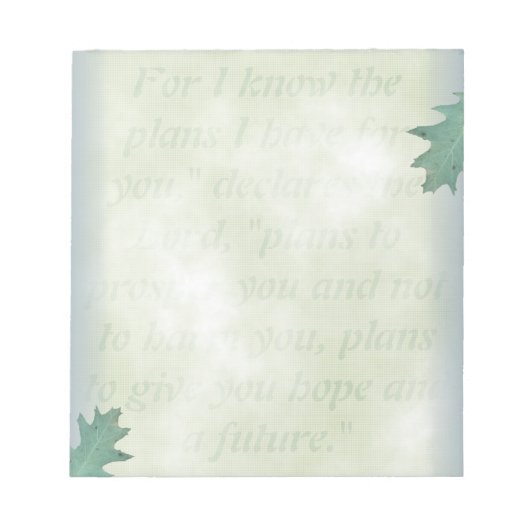 Hoffnung und eine Zukunft, Christliches Hintergrun Notizblock (Vorderseite)