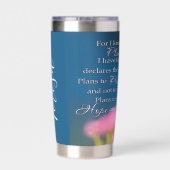 Hoffnung und künftige Blume und Vögel personalisie Thermobecher (Rückseite)