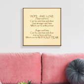 Hoffnung und Liebe Gedicht umarmte Canvas Leinwanddruck (Insitu (Wohnzimmer))
