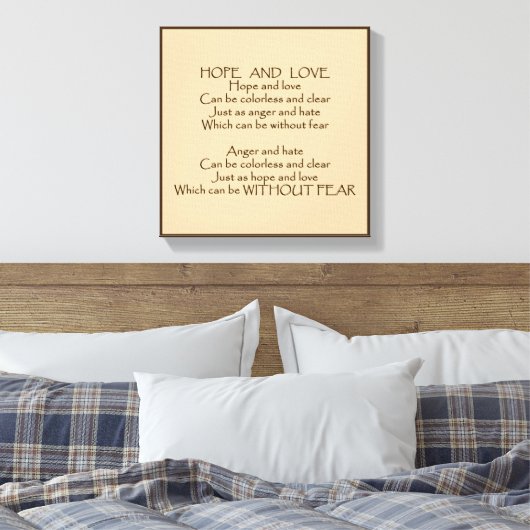 Hoffnung und Liebe Gedicht umarmte Canvas Leinwanddruck (Insitu (Schlafzimmer))