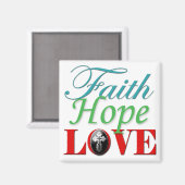 Hoffnung und Liebe mit Kreuz Magnet (Vorderseite/Rückseite)