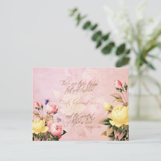 Hoffnung und Liebe Rose Postkarte (Stehend Vorderseite)