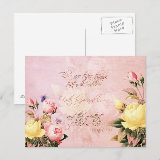 Hoffnung und Liebe Rose Postkarte (Vorne/Hinten)