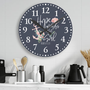 Hoffnung verankert die Seele Blumen religiös Runde Wanduhr