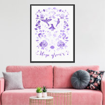 Hoffnung wächst - Lavendel Linocut Bird Inspiratio