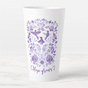 Hoffnung wächst - Lavendel Linocut Bird Inspiratio Milchtasse