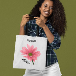 Hoffnungen WACHSEN hier Personalisierte rosa Blume Tasche