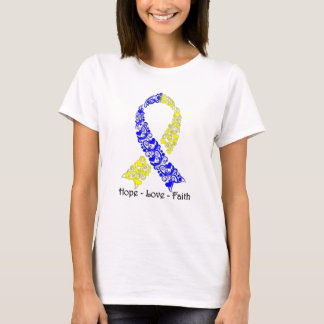 Hoffnungs-blaues und gelbes Bewusstseins-Band T-Shirt