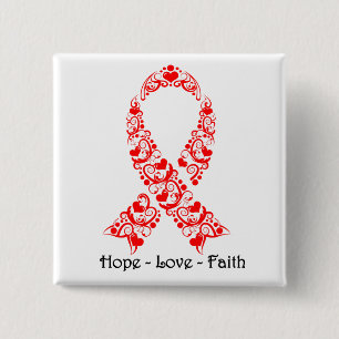 Hoffnungs-rotes Bewusstseins-Band Button