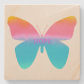 Hoffnungs-Schmetterlings-Sandstein-Untersetzer Steinuntersetzer (Vorderseite)