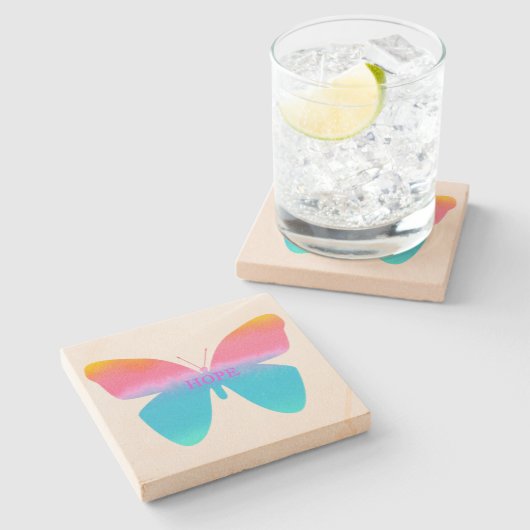 Hoffnungs-Schmetterlings-Sandstein-Untersetzer Steinuntersetzer (Seitenansicht)