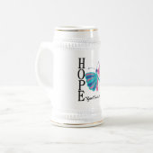 Hoffnungs-Schmetterlings-Schilddrüsenkrebs Bierglas (Vorderseite Links)