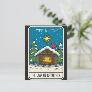 Hoffnungs- und Lichtstern von Bethlehem Krippensze Feiertagspostkarte