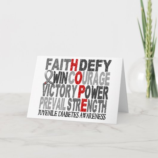 Hoffnungs-Wort-Collagen-Jugenddiabetes Karte (Vorderseite)