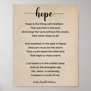 Hoffnungsgedicht von Emily Elizabeth Dickinson Vin Poster