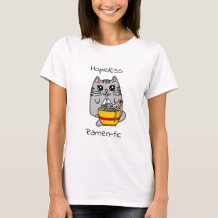 hoffnungslos Ramen-tic   Funny Cat Eating Noodles T-Shirt