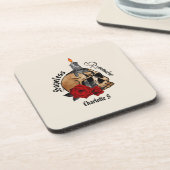 Hoffnungslose Romantik - Gotischer Schädel, Rote R Getränkeuntersetzer (Linke Seite)