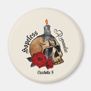 Hoffnungslose Romantik - Gotischer Schädel, Rote R Magnet