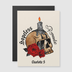 Hoffnungslose Romantik - Gotischer Schädel, Rote R Magnetkarte