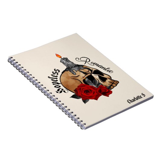 Hoffnungslose Romantik - Gotischer Schädel, Rote R Notizblock (Rechte Seite)