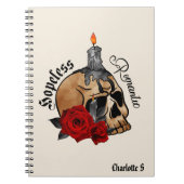 Hoffnungslose Romantik - Gotischer Schädel, Rote R Notizblock (Vorderseite)