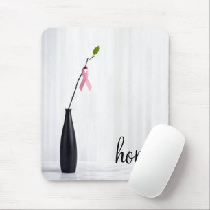 Hoffnungsrosaband an einem Zweig Mousepad
