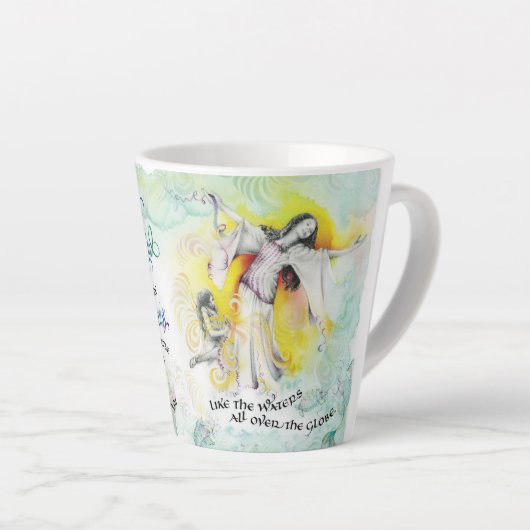 "Hoffnungsvoll Gott/Seamstress" Latte Tasse (Rechte Ecke)