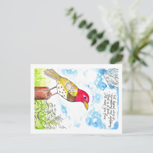 hoffnungsvoller Vogel Postkarte (Stehend Vorderseite)