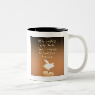 Hoffnungsvolles Glaubenszitat Kerze mit fliegendem Zweifarbige Tasse