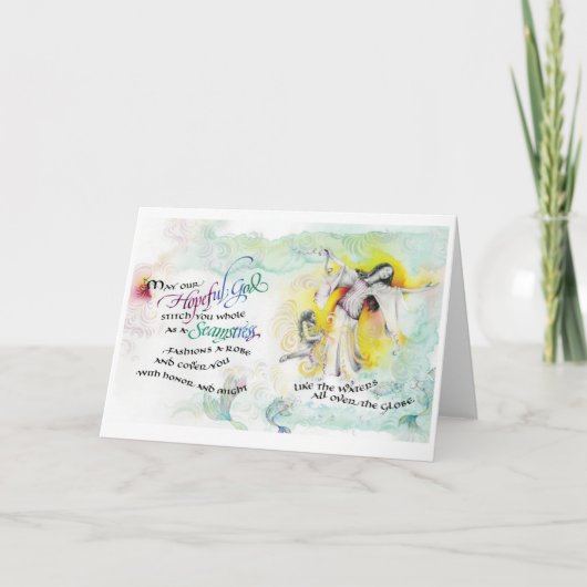 HoffnungsvollGott/Seamstress, geklappte Grußkarte  Karte (Vorderseite)