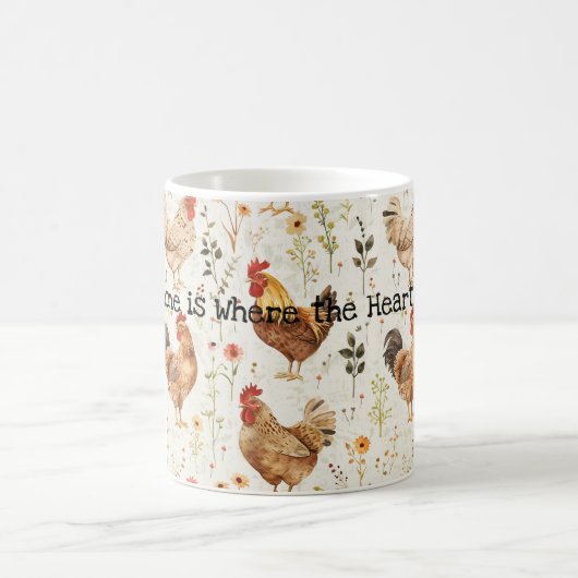 Hofhähne Blumiges Zuhause Herz Kaffeetasse (Mittel)